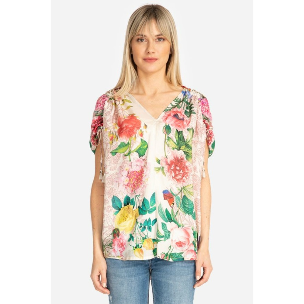Johnny Was Botan Silk Floral Boho Blouse - Picture 6 of 6